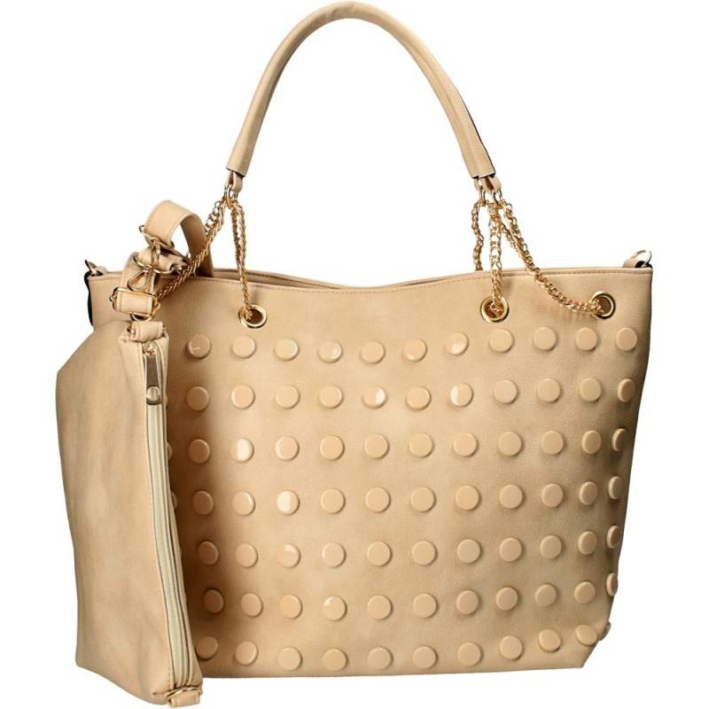 Poseta Trendy, cu buline in relief, culoarea bej Poseta Trendy, cu buline in relief, culoarea bej