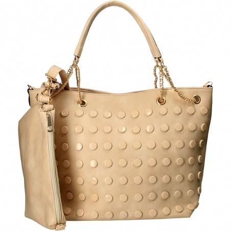 Poseta Trendy, cu buline in relief, culoarea bej