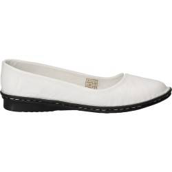 Balerini dama, albi, eleganti, din piele, Prima Donna