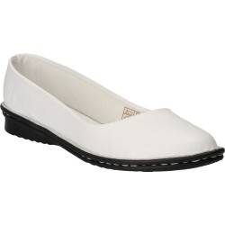 Balerini dama, albi, eleganti, din piele, Prima Donna