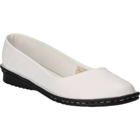 Balerini dama, albi, eleganti, din piele, Prima Donna