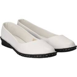 Balerini dama, albi, eleganti, din piele, Prima Donna