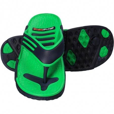 Slapi strand pentru barbati, verde cu albastru
