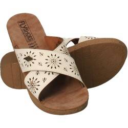 Saboti florali de dama, albi, Fly Shoes