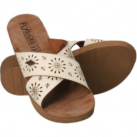 Saboti florali de dama, albi, Fly Shoes