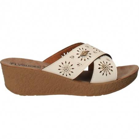 Saboti florali de dama, albi, Fly Shoes