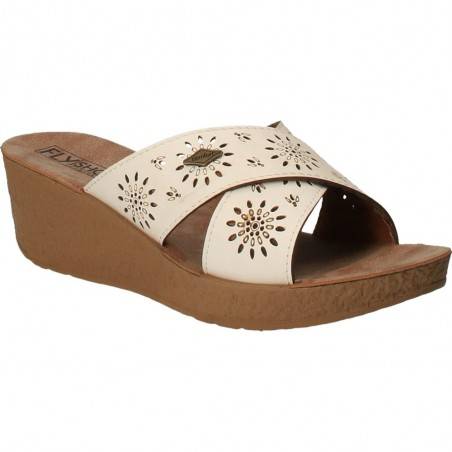 Saboti florali de dama, albi, Fly Shoes
