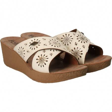 Saboti florali de dama, albi, Fly Shoes
