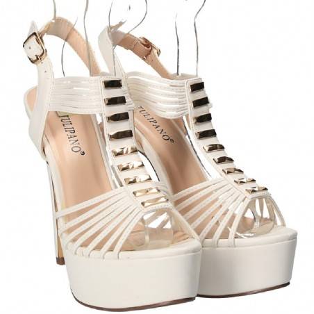 Sandale albe fashion, pentru femei, marca Tulipano