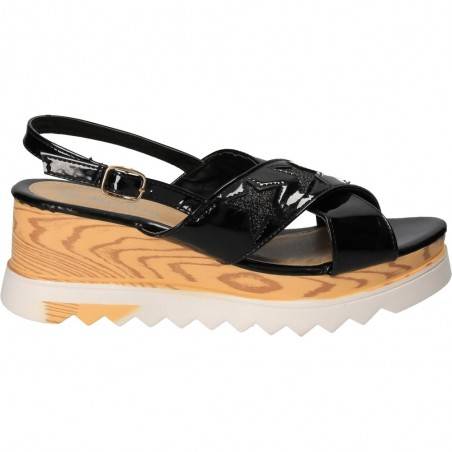 Sandale negre din lac, cu decor stea, marca Mellisa