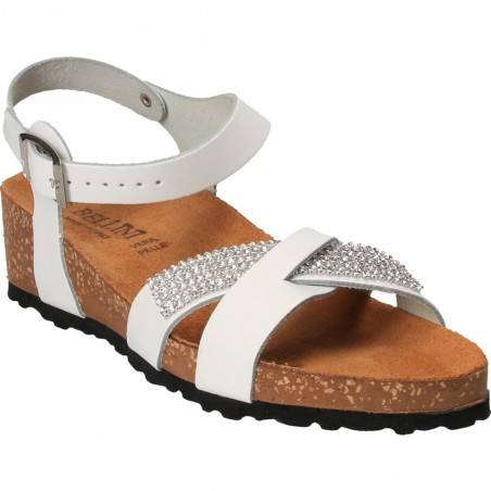 Sandale albe cu strasuri, Bellini, made in Italy