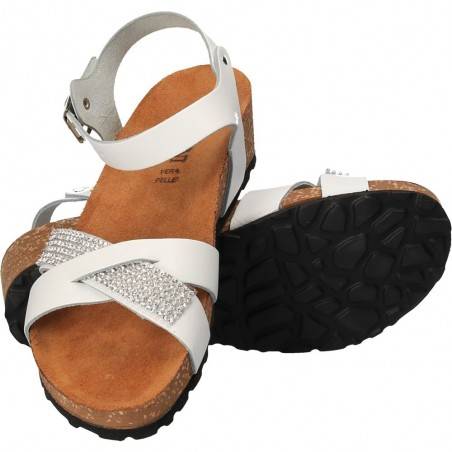 Sandale albe cu strasuri, Bellini, made in Italy
