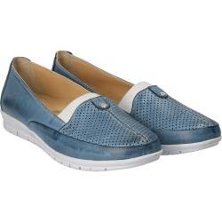 Pantofi albastru jeans, din piele naturala, marca Da Vinci