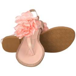 Sandale flip flops roz, cu floare satin, marca Mellisa