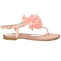 Sandale flip flops roz, cu floare satin, marca Mellisa