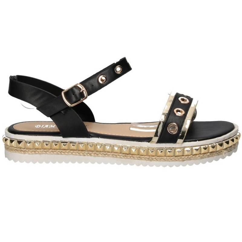 Sandale auriu cu negru, femei, marca Diamantique