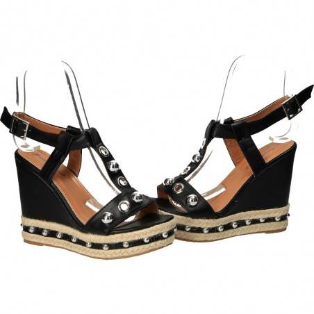 Sandale negre fashion, cu platforma, Sweet Shoes
