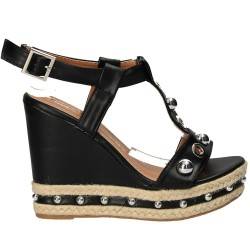 Sandale negre fashion, cu platforma, Sweet Shoes
