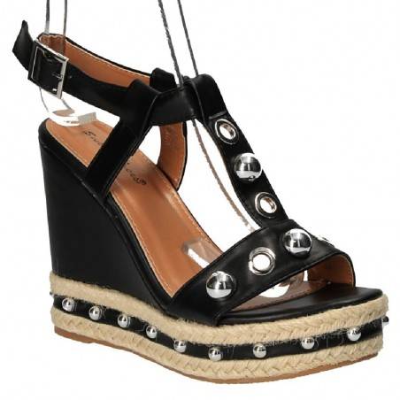 Sandale negre fashion, cu platforma, Sweet Shoes