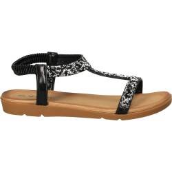 Sandale joase, cu pietre, culoarea neagra, Flyfor