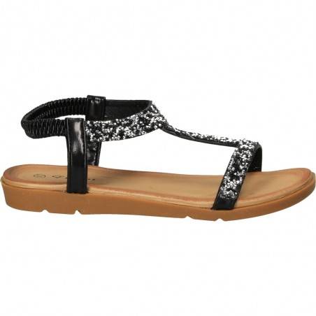 Sandale joase, cu pietre, culoarea neagra