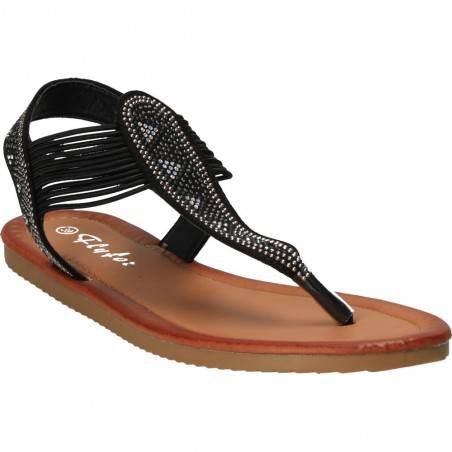 Sandale negre trendy, cu strasuri, Marca Flyfor