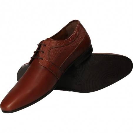 Pantofi barbatesti, imprimeu croco, piele naturala, Da Vinci