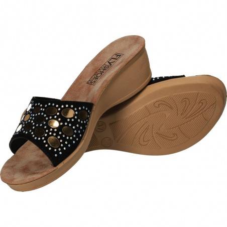 Saboti negri cu cercuri aurii, marca Fly Shoes