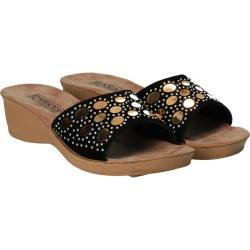 Saboti negri cu cercuri aurii, marca Fly Shoes