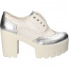 Pantofi fashion, albi, cu platforma mare