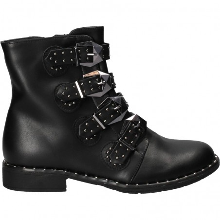 Ghete fashion, negre, cu catarame si tinte