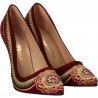 Pantofi eleganti, catifea, broderie traditionala
