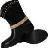 Cizme fashion, negre, din piele si PVC