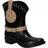 Cizme fashion, negre, din piele si PVC
