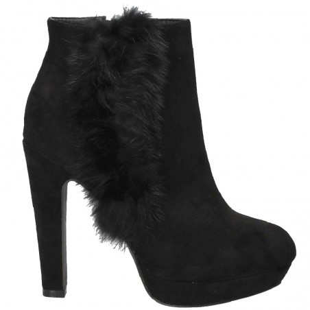 Botine Negre cu Toc inalt si Blanita