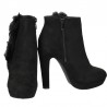 Botine Negre cu Toc inalt si Blanita