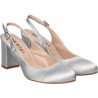Pantofi fashion, din satin, cu toc mediu