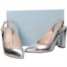 Pantofi trendy, argintii, cu toc inalt