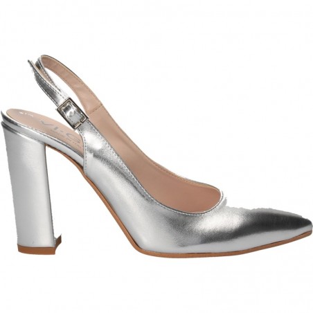 Pantofi trendy, argintii, cu toc inalt
