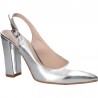 Pantofi trendy, argintii, cu toc inalt