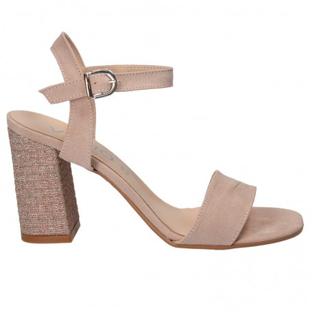 Sandale glamour, roz, cu toc mediu-inalt