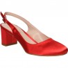 Pantofi de vara, stil elegant, satin rosu