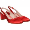 Pantofi de vara, stil elegant, satin rosu