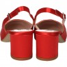 Pantofi de vara, stil elegant, satin rosu