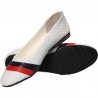 Balerini croco, piele, insertii rosu si bleu