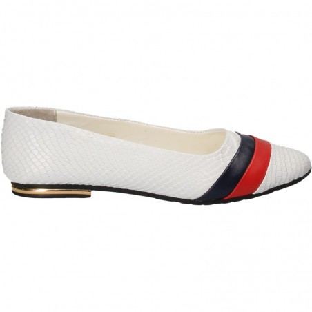 Balerini croco, piele, insertii rosu si bleu