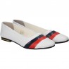 Balerini croco, piele, insertii rosu si bleu