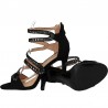 Sandale glamour, negre, cu strasuri si toc inalt