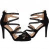 Sandale glamour, negre, cu strasuri si toc inalt