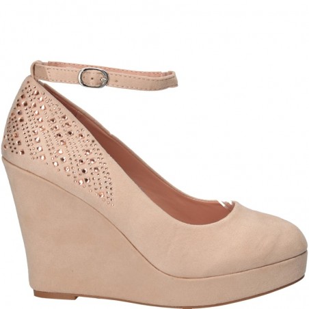 Pantofi fashion, cu platforma, roz, cu strasuri